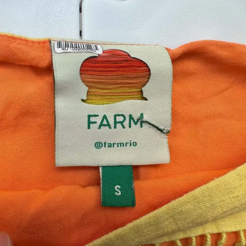 FARM Rio Rainbow Mixed Print Tiered Puff Sleeve Crop Top, small - Picture 2 of 6